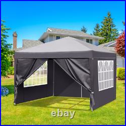 10x10ft Outdoor Pop Up Canopy Instant Canopy Tent with 4 Sidewalls Dark Grey