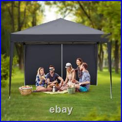 10x10ft Outdoor Pop Up Canopy Instant Canopy Tent with 4 Sidewalls Dark Grey
