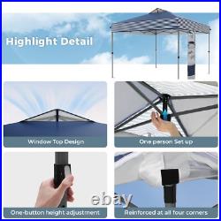 10x10ft Pop Up Canopy Beach Tent with One Push Setup Outdoor Sun Shade Gazebo