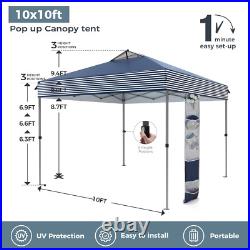 10x10ft Pop Up Canopy Beach Tent with One Push Setup Outdoor Sun Shade Gazebo