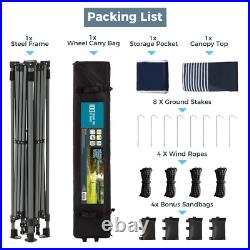 10x10ft Pop Up Canopy Beach Tent with One Push Setup Outdoor Sun Shade Gazebo