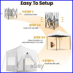 10x10ft Pop Up Canopy Heavy Duty Waterproof UPF 50+ Party Tent with 4 Sidewalls