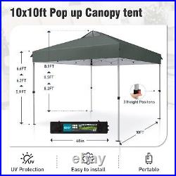 10x10ft Pop Up Canopy Tent, Easy Up Instant Outdoor Canopy with Vented Top Gray