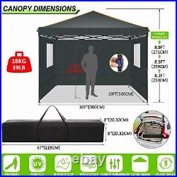 10x10ft Pop Up Canopy Tent with 4 Removable Sidewalls Waterproof Instant Gazebo@