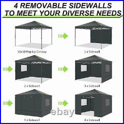 10x10ft Pop Up Canopy Tent with 4 Removable Sidewalls Waterproof Instant Gazebo#