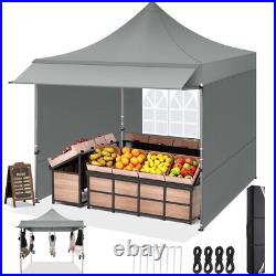 10x10ft Pop Up Canopy with Removable Awning Heavy Duty Commercial Event Gazebo