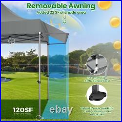 10x10ft Pop Up Canopy with Removable Awning Heavy Duty Commercial Event Gazebo