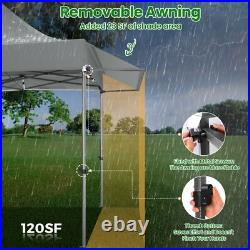 10x10ft Pop Up Canopy with Removable Awning Heavy Duty Commercial Event Gazebo
