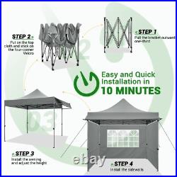 10x10ft Pop Up Canopy with Removable Awning Heavy Duty Commercial Event Gazebo