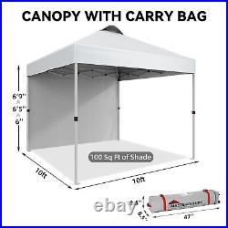 10x10ft Pop Up Canopy with Side Walls Patio Tent for Outdoor Commercial Canopies