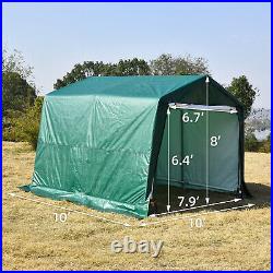 10x10x8FT Carport Garage Steel Storage Shed Car Shelter Shade Canopy Tent Green