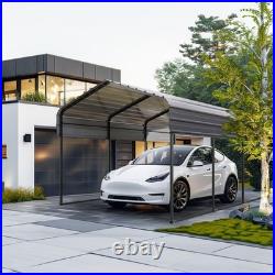 10x15 FT Outdoor Carport Heavy Duty Metal Carport Car Metal Awning with Sidewall