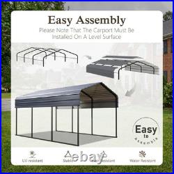 10x15 FT Outdoor Carport Heavy Duty Metal Carport Car Metal Awning with Sidewall