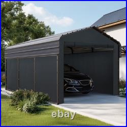 10x15 FT Outdoor Carport Heavy Duty Metal Carport with Sidewall for Car & Boat