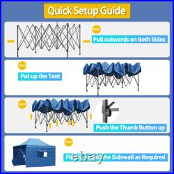 10x15 Heavy Duty Pop Up Canopy Tent with 4 Sidewalls, Adjustable Outdoor Canopy