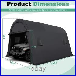 10x15 Heavy Duty Portable Garage with Removable Doors & Vents for Outdoor