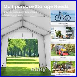10x15' Outdoor Storage Shelter Shed Portable Canopy Carport Garage with 2 Doors