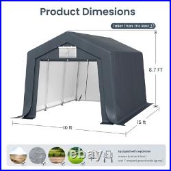 10x15' Outdoor Storage Shelter Shed Portable Canopy Carport Garage with 2 Doors
