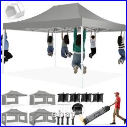 10x15 Pop up Canopy Heavy Duty Commercial Gazebo with 4 Sidewalls & Roller Bag