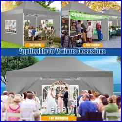 10x15 Pop up Canopy Heavy Duty Commercial Gazebo with 4 Sidewalls & Roller Bag