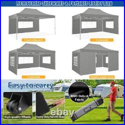 10x15 Pop up Canopy Heavy Duty Commercial Gazebo with 4 Sidewalls & Roller Bag