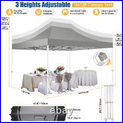 10x15 Pop up Canopy Heavy Duty Commercial Gazebo with 4 Sidewalls & Roller Bag