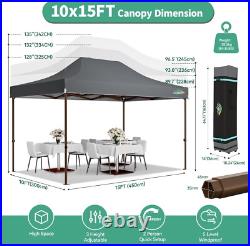 10x15 Pop up Canopy Heavy Duty with 4 Sidewalls, Easy Set-up Commercial Outdoor