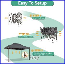 10x15 Pop up Canopy Heavy Duty with 4 Sidewalls, Easy Set-up Commercial Outdoor