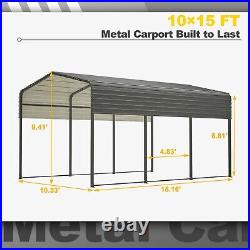 10x15FT Outdoor Metal Carport Heavy Duty Gazebo Garage for Cars Boats Shelter