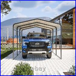 10x15FT Outdoor Metal Carport Heavy Duty Gazebo Garage for Cars Boats Shelter