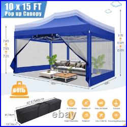 10x15FT Pop Up Canopy Commercial Gazebo Outdoor Instant Party Garden Screen Tent
