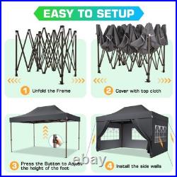 10x15ft Heavy Duty Canopy Tent Outdoor Waterproof UV 50+ Gazebo with 4 Sandbags