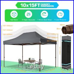 10x15ft Heavy Duty Canopy Tent Outdoor Waterproof UV 50+ Gazebo with Sidewalls