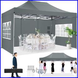 10x15ft Heavy Duty Pop up Canopy with 4 Sidewalls Commercial Outdoor Party Tent