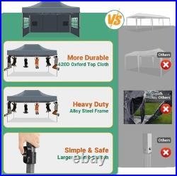 10x15ft Heavy Duty Pop up Canopy with 4 Sidewalls Commercial Outdoor Party Tent