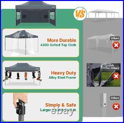 10x15ft Pop up Canopy Tent Heavy Duty Waterproof UPF 50+ Gazebo with 4 Sidewalls