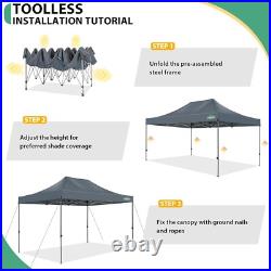 10x15ft Pop up Canopy Tent Heavy Duty Waterproof UPF 50+ Gazebo with 4 Sidewalls
