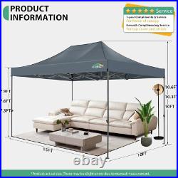 10x15ft Pop up Canopy Tent Heavy Duty Waterproof UPF 50+ Gazebo with 4 Sidewalls