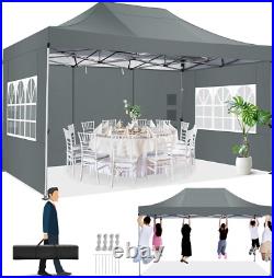10x15ft Pop up Canopy Tent Heavy Duty Waterproof UPF 50+ Gazebo with 4 Sidewalls