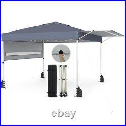 10x17 FT Pop Up Canopy Tent with Dual Adjustable Awnings, Silver-Coated Fabric