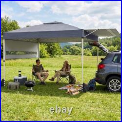 10x17 FT Pop Up Canopy Tent with Dual Adjustable Awnings, Silver-Coated Fabric