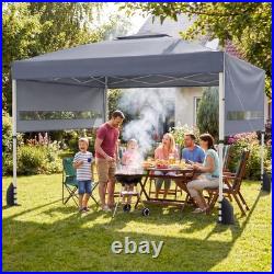 10x17 FT Pop Up Canopy Tent with Dual Adjustable Awnings, Silver-Coated Fabric