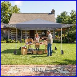10x17 FT Pop Up Canopy Tent with Dual Adjustable Awnings, Silver-Coated Fabric