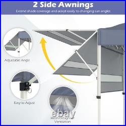 10x17 FT Pop Up Canopy Tent with Dual Adjustable Awnings, Silver-Coated Fabric