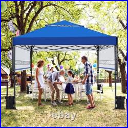 10x17ft Pop Up Canopy withAwnings, Outdoor Canopy Tent, Heavy Duty Sun Shelter, Blue