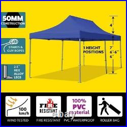 10x20' Commercial Pop Up Canopy Tent Blue Waterproof Portable Instant Shelter