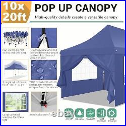 10x20 Ez Pop Up Canopy Tent with 6 Removable Sidewalls Waterproof Party Gazebo
