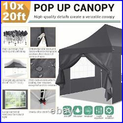 10x20 Ez Pop Up Canopy Tent with 6 Removable Sidewalls Waterproof Party Gazebo#