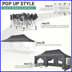 10x20 Ez Pop Up Canopy Tent with 6 Removable Sidewalls Waterproof Party Gazebo#