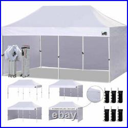 10x20 Ez Pop-up Canopy with 4 Removable Zipper End Side Walls and Roller Bag